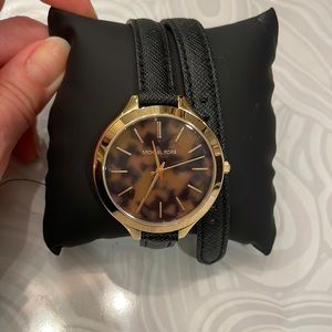 Michael Kors double wrap watch. Extra large face, thin band that wraps twice.